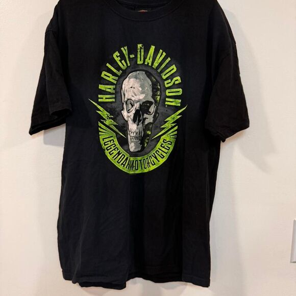 Harley Davidson black cotton t-shirt with skull design Cherokee Large Biker - Picture 2 of 8